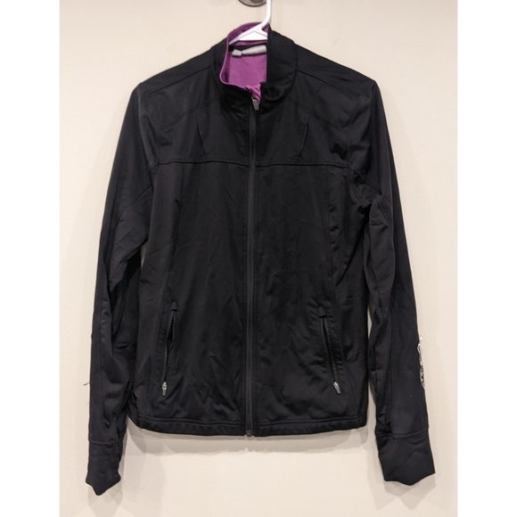 Athleta Headwings Black Purple Zip Up Jacket Large - Picture 1 of 8